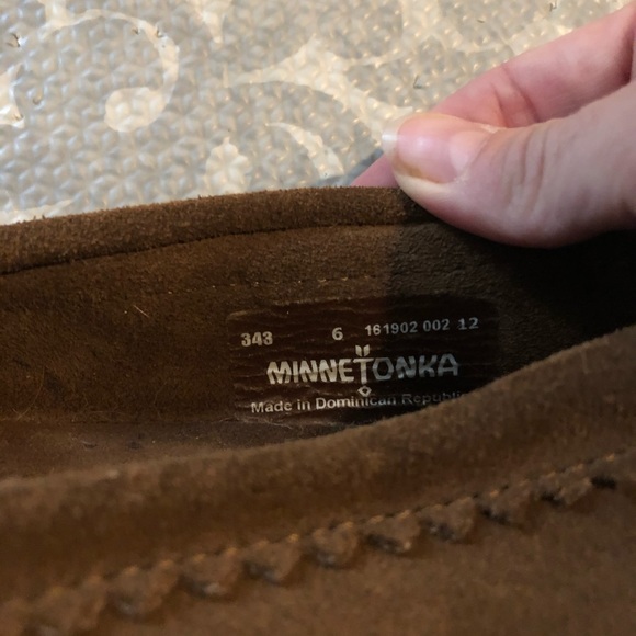 Minnetonka Cognac suede moccasin slipper shoes - 6 - Picture 4 of 5